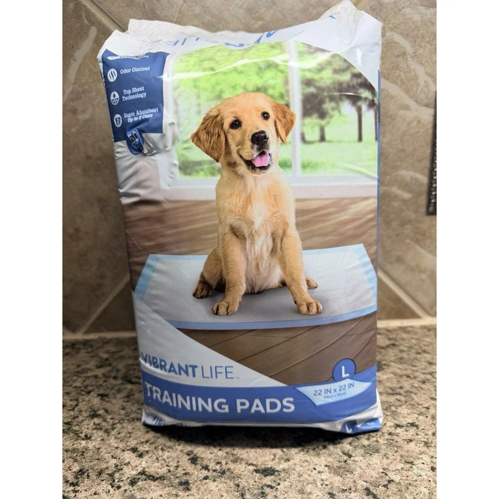 Vibrant Life Large 5-Layer Pet Training Pads, 22” x 22”, 50 Count